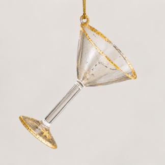 Cocktailglas i glas med gyldne detaljer – dekorativt ophæng